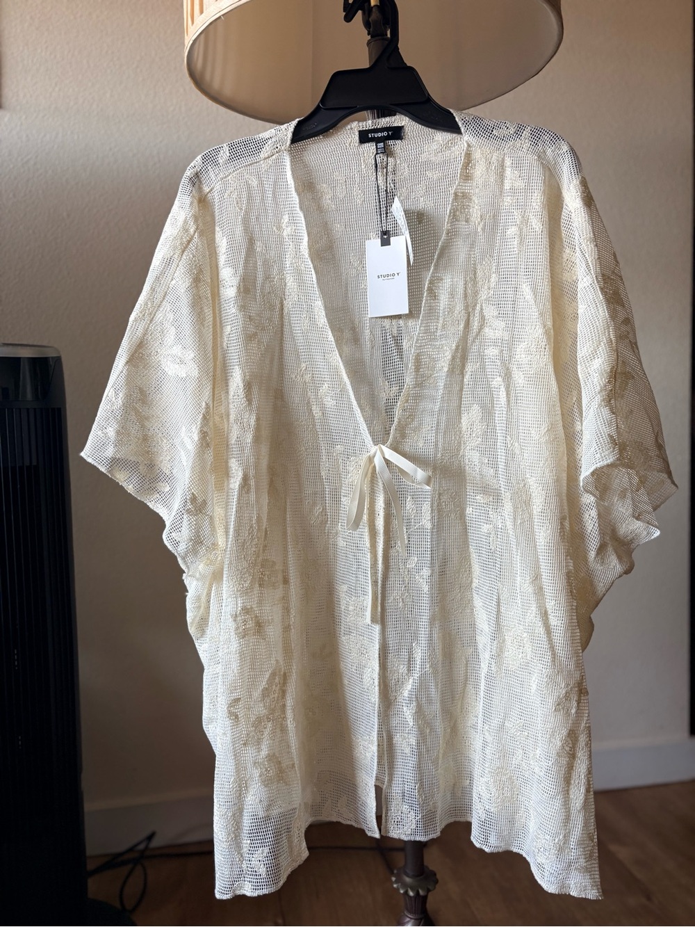NWT Studio Y by Maurices Lace Kimono Cardigan Cover Up One Size Cream